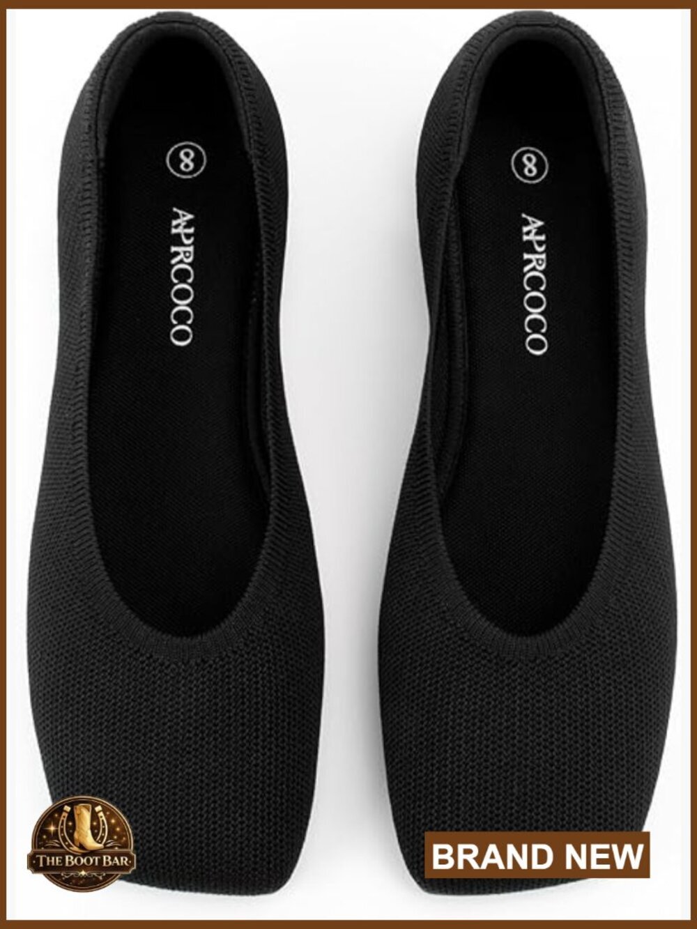 Wide Toe Box Square Toe Ballet Flats Washable Knit Lightweight Slip On Walking